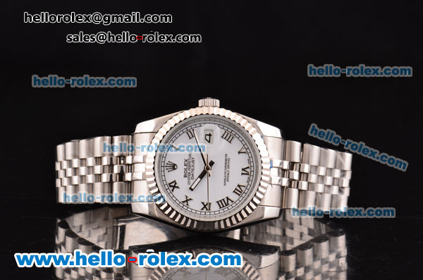 Rolex Datejust Automatic Movement Full Steel with ETA Coating Case and White Dial - Click Image to Close